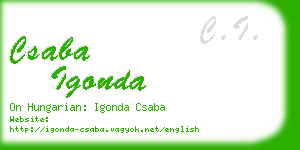 csaba igonda business card